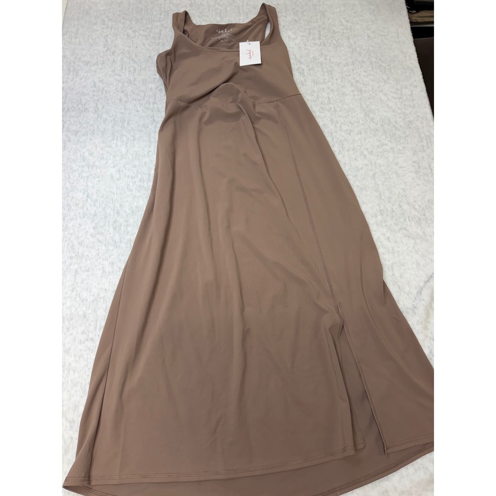Isabel Maternity Side Slit Midi Active Dress Taupe Brown XS 029-05-2364